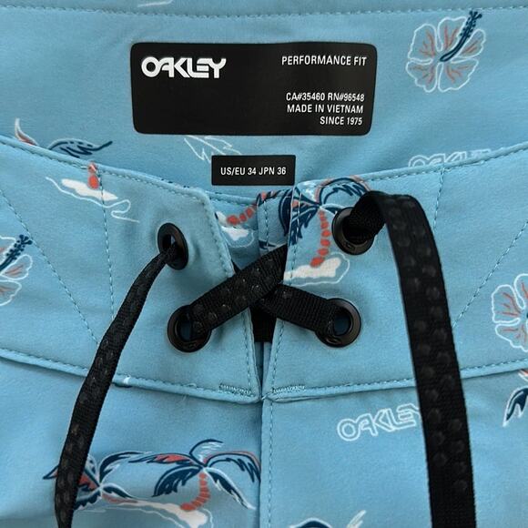 Oakley B1B Rc 19" Boardshort Aviator Tropical Palms Blue NEW Size 34 - Picture 5 of 12